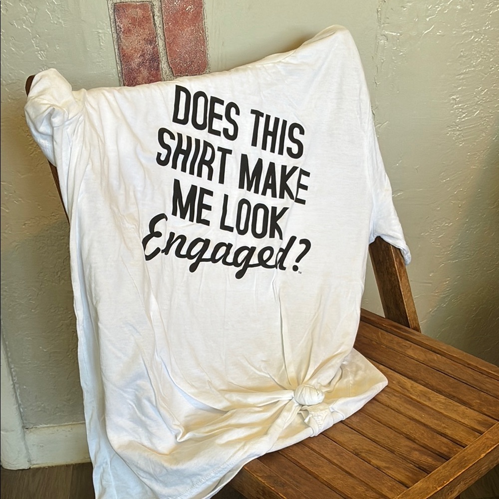 White Graphic T-Shirt with Engaged Print